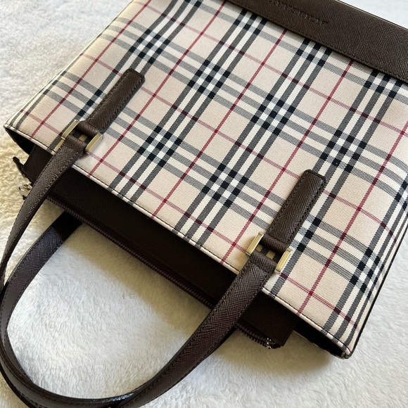 BURBERRY NOVA CHECK TOTE CANVAS FABRIC/LEATHER BEIGE EUC - Picture 13 of 14